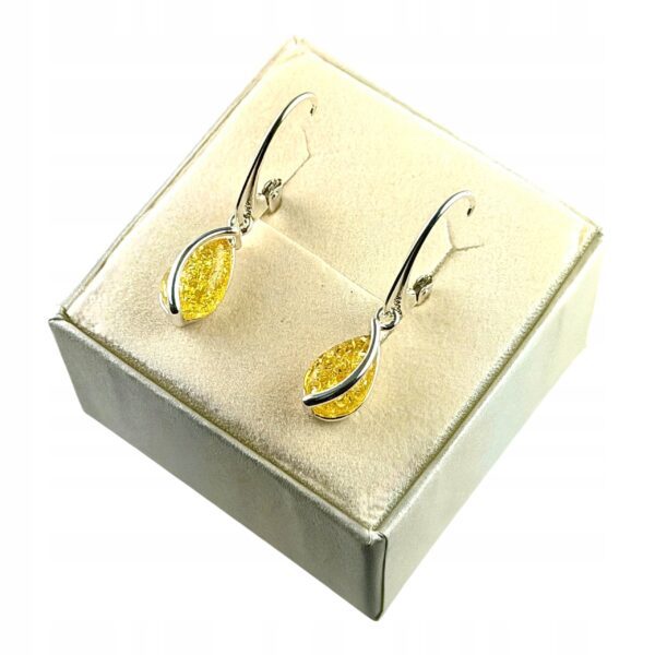 KOLCZYKI SREBRNE z CERTYFIKOWANYM Bursztynem DELIKATNE Bigiel Angielski