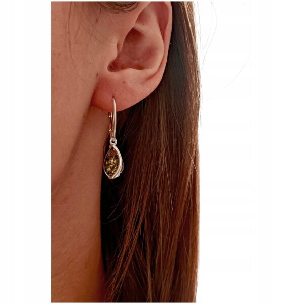 KOLCZYKI SREBRNE z Bursztynem DELIKATNE Bigiel Angielski Srebro NA PREZENT