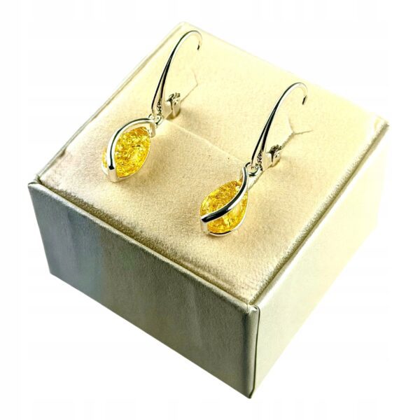 KOLCZYKI SREBRNE z CERTYFIKOWANYM Bursztynem DELIKATNE Bigiel Angielski