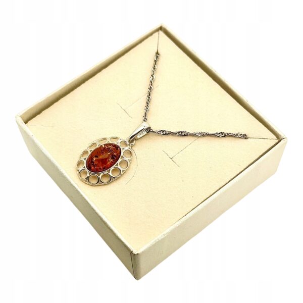 WISIOREK SREBRNY Z CERTYFIKOWANYM BURSZTYNEM PIĘKNY ŚLICZNY SREBRO 925