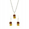 KOMPLET KOLCZYKI WISIOREK Z CERTYFIKOWANYM BURSZTYNEM PIĘKNY SREBRO 925