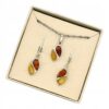 KOMPLET KOLCZYKI WISIOREK Z CERTYFIKOWANYM BURSZTYNEM PIĘKNY SREBRO 925
