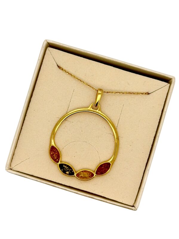 WISIOREK ZŁOTY Z CERTYFIKOWANYM BURSZTYNEM ZAWIESZKA SREBRO POZŁACANE 925