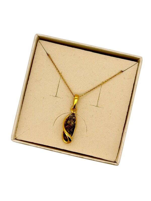 WISIOREK ZŁOTY Z CERTYFIKOWANYM BURSZTYNEM ZAWIESZKA SREBRO POZŁACANE 925