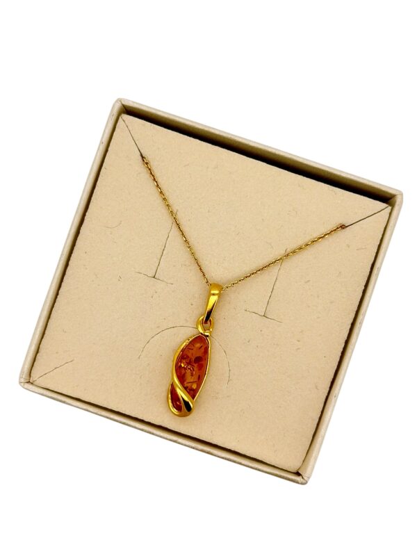 WISIOREK ZŁOTY Z CERTYFIKOWANYM BURSZTYNEM ZAWIESZKA SREBRO POZŁACANE 925