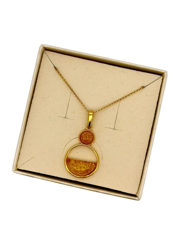 WISIOREK ZŁOTY Z CERTYFIKOWANYM BURSZTYNEM ZAWIESZKA SREBRO POZŁACANE 925