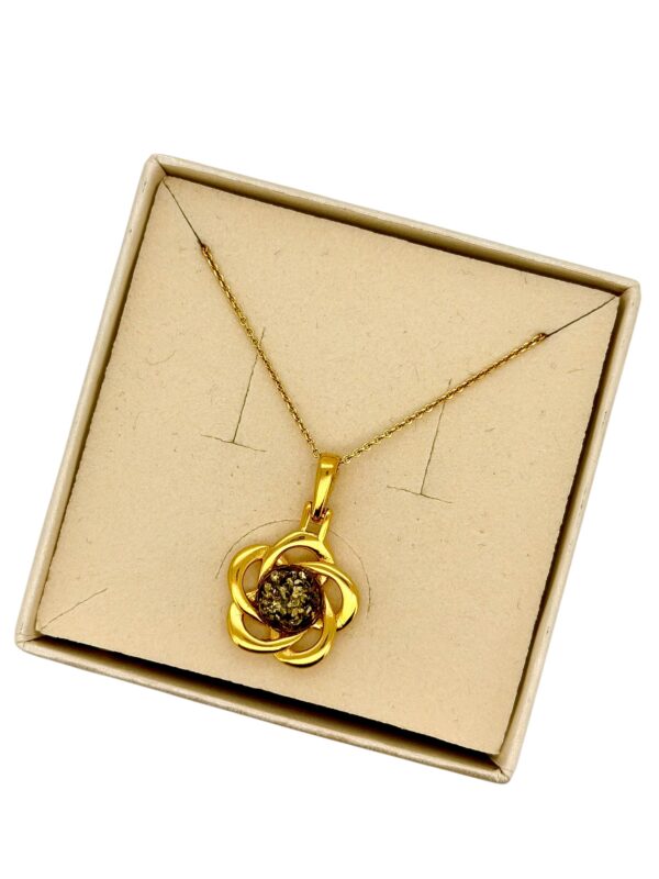 WISIOREK ZŁOTY Z CERTYFIKOWANYM BURSZTYNEM ZAWIESZKA SREBRO POZŁACANE 925