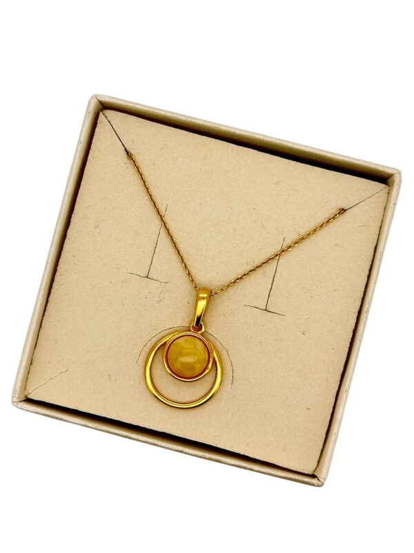 WISIOREK ZŁOTY ZAWIESZKA Z BURSZTYNEM OKRĄGŁY POZŁACANY SREBRO NA PREZENT