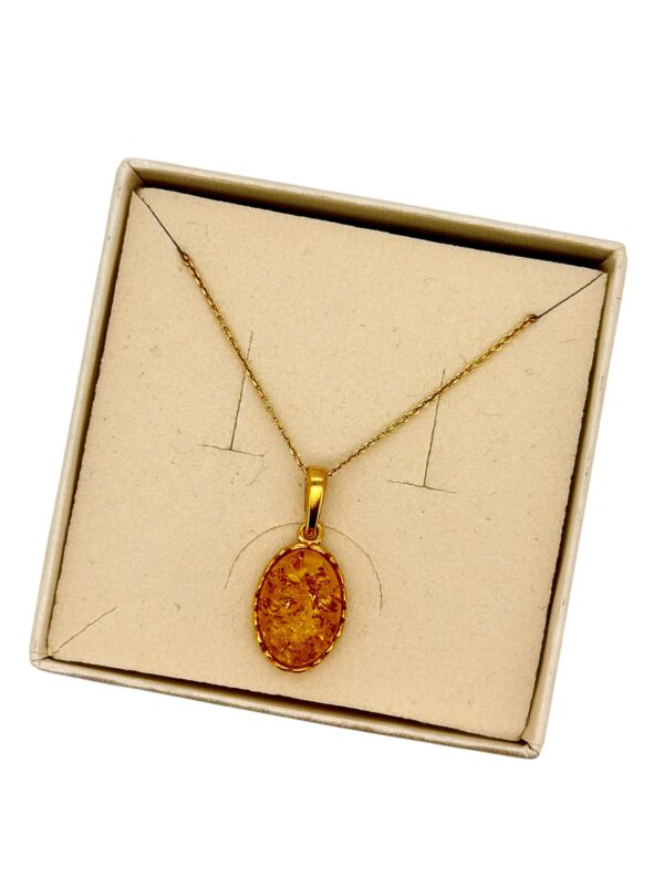 WISIOREK ZŁOTY Z CERTYFIKOWANYM BURSZTYNEM ZAWIESZKA SREBRO POZŁACANE 925
