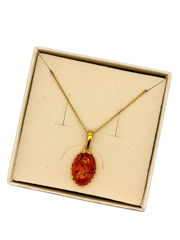 WISIOREK ZŁOTY Z CERTYFIKOWANYM BURSZTYNEM ZAWIESZKA SREBRO POZŁACANE 925