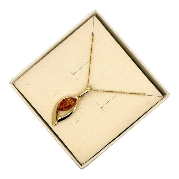 WISIOREK ZŁOTY Z CERTYFIKOWANYM BURSZTYNEM ZAWIESZKA SREBRO POZŁACANE 925