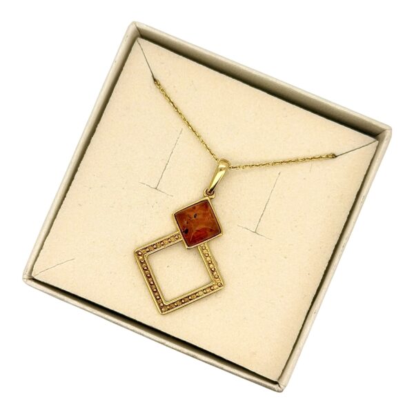 WISIOREK ZŁOTY Z CERTYFIKOWANYM BURSZTYNEM ZAWIESZKA SREBRO POZŁACANE 925