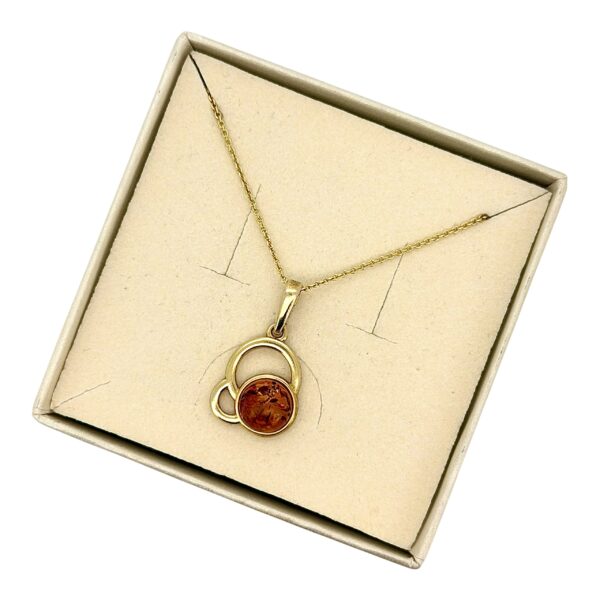 WISIOREK ZŁOTY Z CERTYFIKOWANYM BURSZTYNEM ZAWIESZKA SREBRO POZŁACANE 925