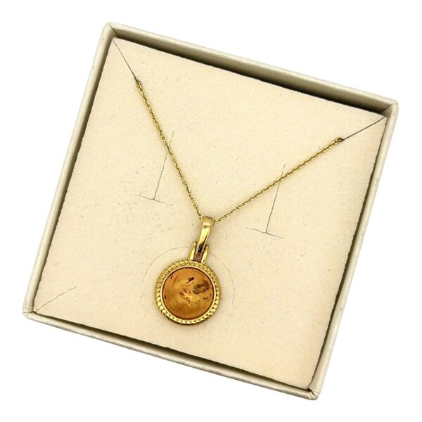 WISIOREK ZŁOTY Z CERTYFIKOWANYM BURSZTYNEM ZAWIESZKA SREBRO POZŁACANE 925