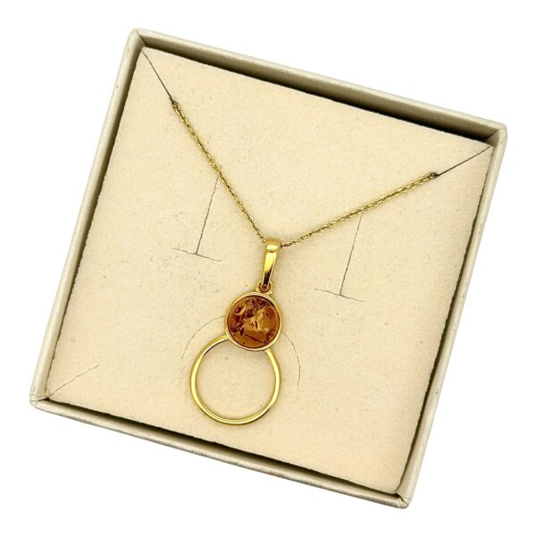 WISIOREK ZŁOTY Z CERTYFIKOWANYM BURSZTYNEM ZAWIESZKA SREBRO POZŁACANE 925