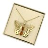 WISIOREK ZŁOTY MOTYL Z CERTYFIKOWANYM BURSZTYNEM SREBRO POZŁACANE 925