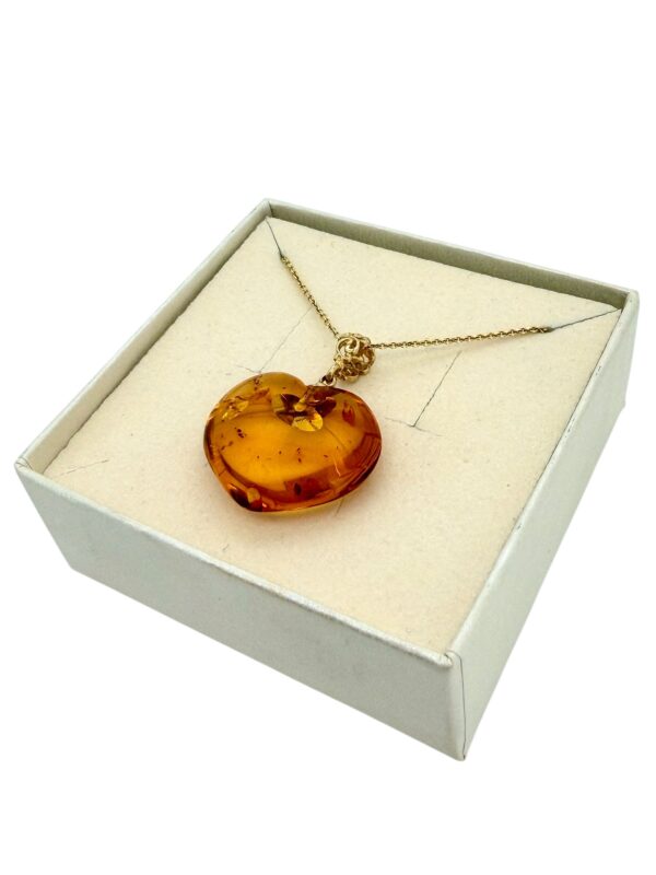 IMG_1306-Photoroom Serce SERDUSZKO Wisiorek Z CERTYFIKOWANEGO bursztynu pozłacane Srebro 925