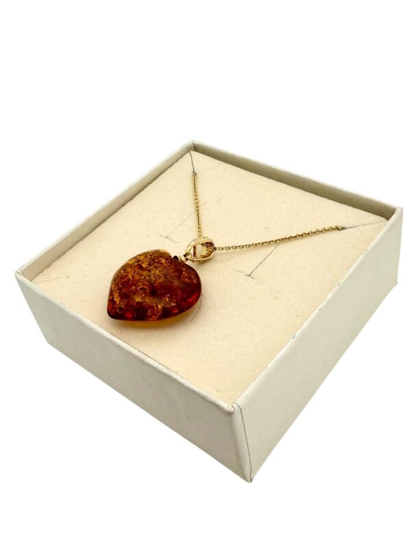 Serce SERDUSZKO Wisiorek Z CERTYFIKOWANEGO bursztynu pozłacane Srebro 925