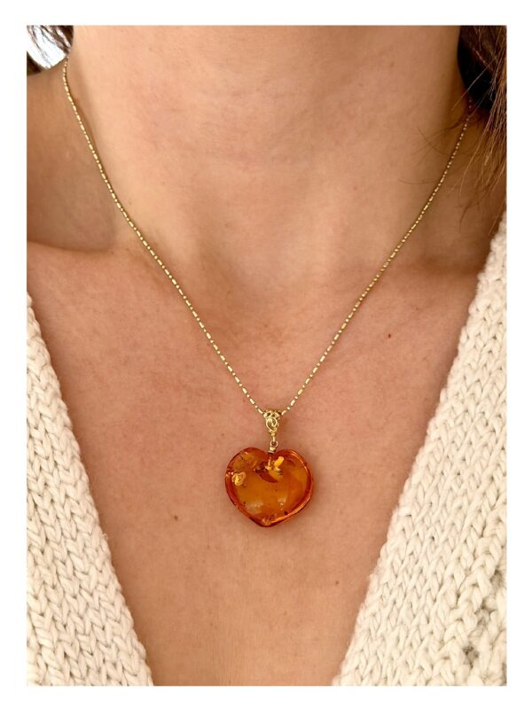 IMG_1378 Serce SERDUSZKO Wisiorek Z CERTYFIKOWANEGO bursztynu pozłacane Srebro 925