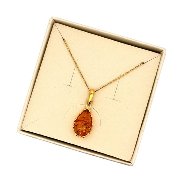 WISIOREK ZŁOTY Z CERTYFIKOWANYM BURSZTYNEM ZAWIESZKA SREBRO POZŁACANE 925