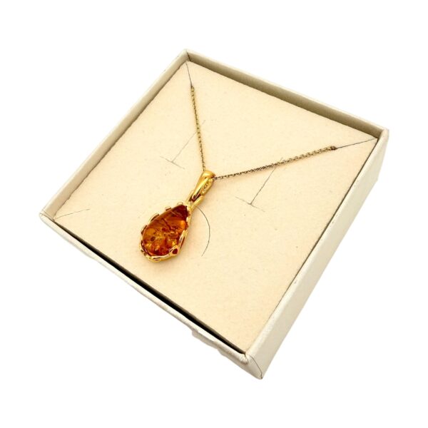 WISIOREK ZŁOTY Z CERTYFIKOWANYM BURSZTYNEM ZAWIESZKA SREBRO POZŁACANE 925