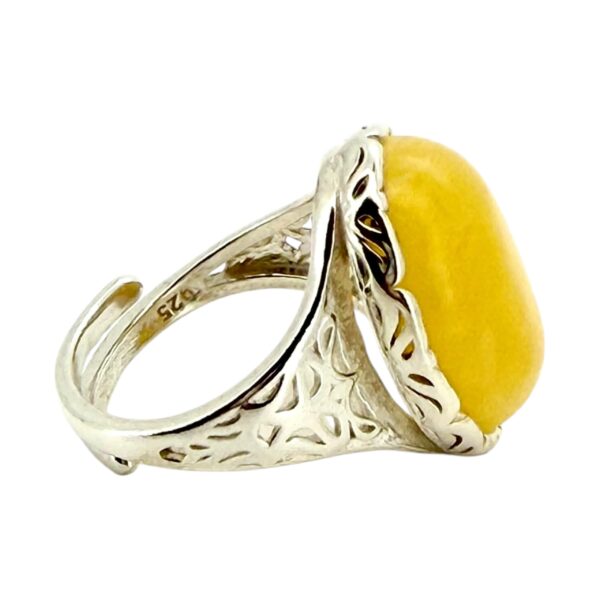 PIERŚCIONEK SREBRNY REGULOWANY z DUŻYM Bursztynem Srebro PIĘKNY ELEGANCKI