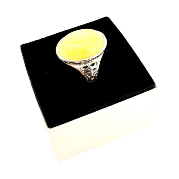 PIERŚCIONEK SREBRNY REGULOWANY z DUŻYM Bursztynem Srebro PIĘKNY ELEGANCKI