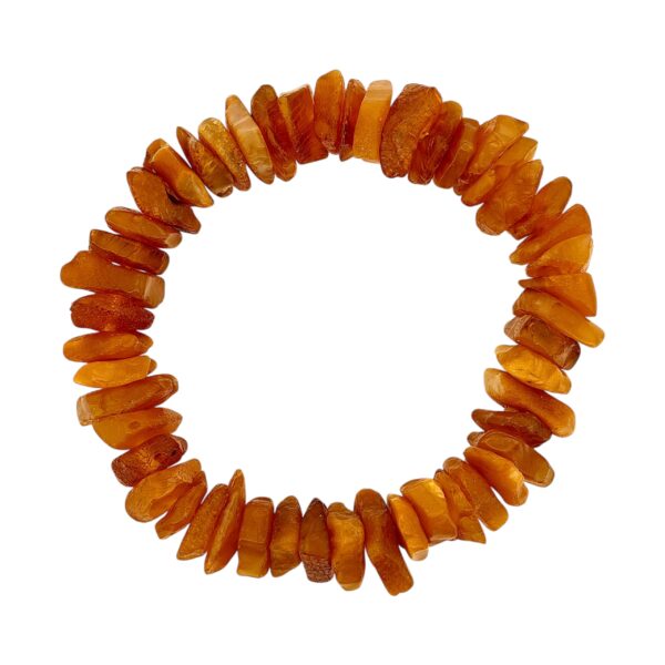 Bransoletka z naturalnym nieszlifowanym bursztynem - na gumce