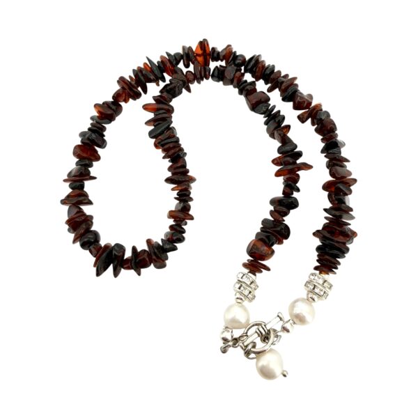 NASZYJNIK z CERTYFIKOWANYM BURSZTYNEM i PERŁAMI Ręcznie Wykonany