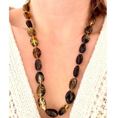 NASZYJNIK z CERTYFIKOWANYM BURSZTYNEM Ręcznie Wykonany ŚLICZNY PIĘKNY