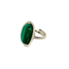 PIERŚCIONEK SREBRNY REGULOWANY Z MALACHITEM – OWALNY – SREBRO 925