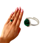 IMG_1931-PhotoroomSSS PIERŚCIONEK SREBRNY REGULOWANY Z MALACHITEM – OKRĄGŁY – SREBRO 925