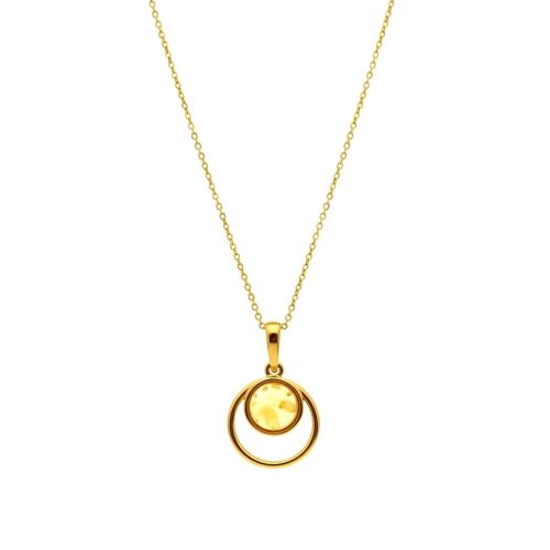 WISIOREK ZŁOTY ZAWIESZKA Z BURSZTYNEM OKRĄGŁY POZŁACANY SREBRO NA PREZENT