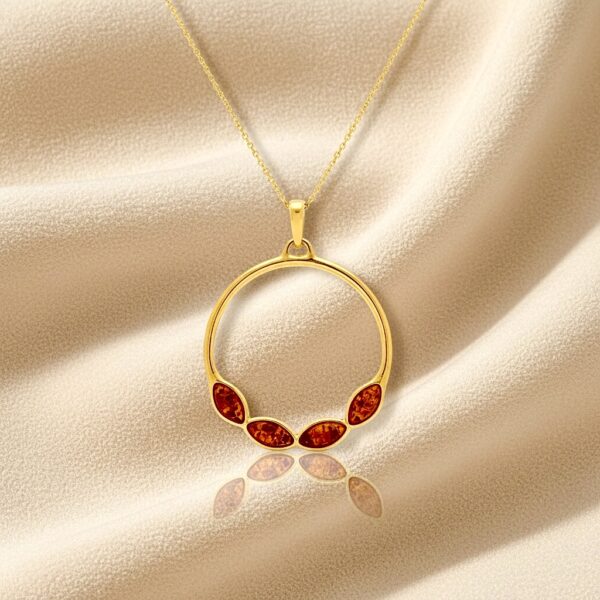 WISIOREK ZŁOTY Z CERTYFIKOWANYM BURSZTYNEM ZAWIESZKA SREBRO POZŁACANE 925