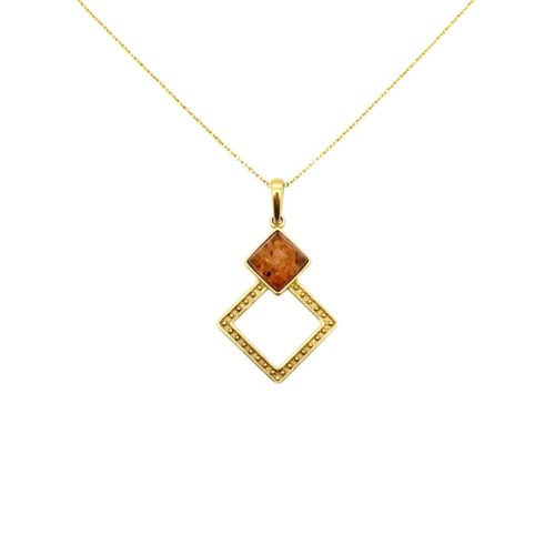 WISIOREK ZŁOTY Z CERTYFIKOWANYM BURSZTYNEM ZAWIESZKA SREBRO POZŁACANE 925