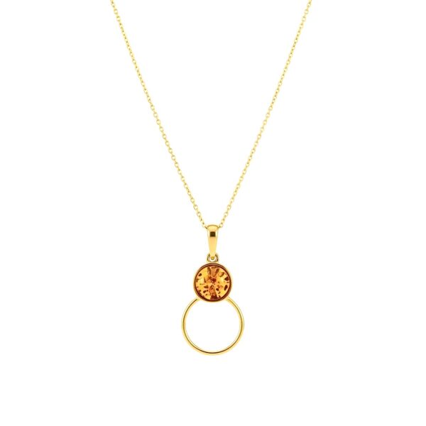 WISIOREK ZŁOTY Z CERTYFIKOWANYM BURSZTYNEM ZAWIESZKA SREBRO POZŁACANE 925