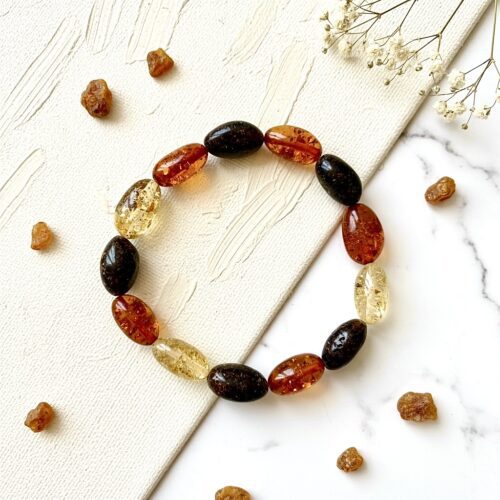 Photoroom_20260209_131637 Bransoletka z certyfikowanym bursztynem - bursztyn szlifowany - Bransoletka na gumce