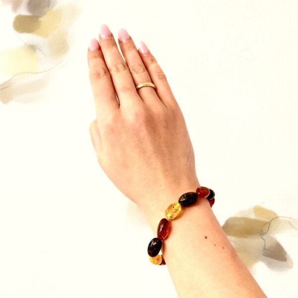 Photoroom_20260209_131744 Bransoletka z certyfikowanym bursztynem - bursztyn szlifowany - Bransoletka na gumce