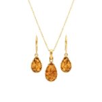 Photoroom_20260212_140406 KOMPLET Kolczyki Wisiorek ZŁOTY CERTYFIKOWANYM Bursztynem SREBRO POZŁACANE