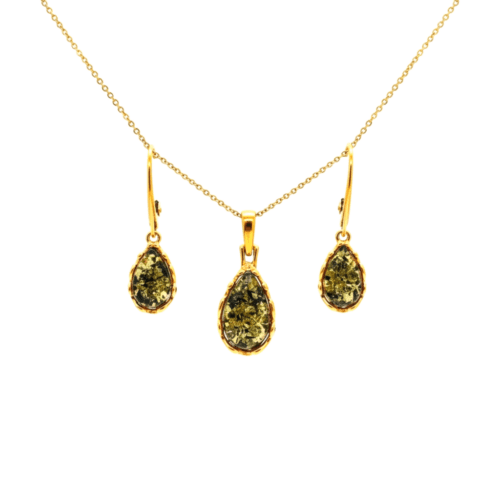 Photoroom_20260212_140908 KOMPLET Kolczyki Wisiorek ZŁOTY CERTYFIKOWANYM Bursztynem SREBRO POZŁACANE