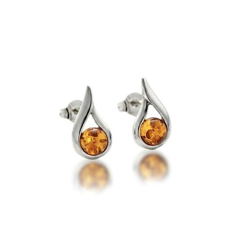 KOLCZYKI SREBRNE Z CERTYFIKOWANYM BURSZTYNEM - DELIKATNE - SREBRO 925