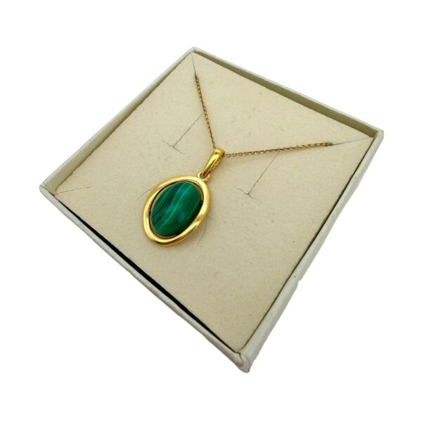 WISIOREK ZŁOTY Z MALACHITEM SREBRO POZŁACANE 925