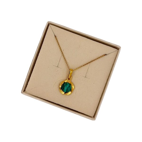 WISIOREK ZŁOTY z MALACHITEM SREBRO POZŁACANE 925