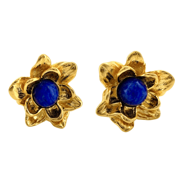 IMG_2367-Photoroomsssss KOLCZYKI ZŁOTE z LAPISEM LAZULI – KWIATKI – SREBRO POZŁACANE 925