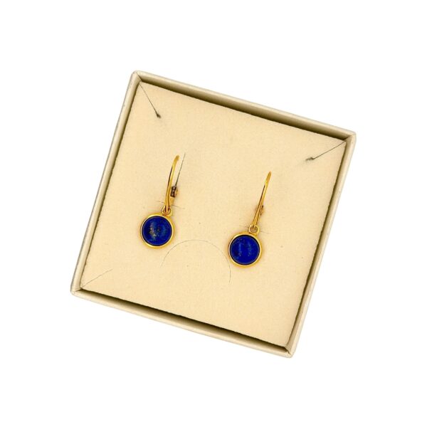 KOLCZYKI ZŁOTE z LAPISEM LAZULI – OKRĄGŁE – SREBRO POZŁACANE 925 - ZAPIĘCIE ANGIELSKIE