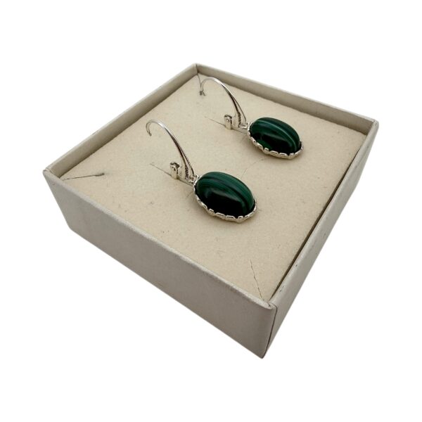 KOLCZYKI SREBRNE z DUŻYM MALACHITEM – SREBRO 925 – ZAPIĘCIE ANGIELSKIE (Kopia)