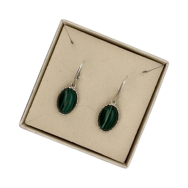 KOLCZYKI SREBRNE z DUŻYM MALACHITEM – SREBRO 925 – ZAPIĘCIE ANGIELSKIE (Kopia)