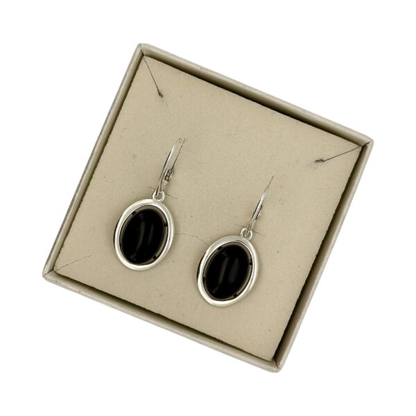 KOLCZYKI SREBRNE z DUŻYM ONYKSEM – SREBRO 925 – ZAPIĘCIE ANGIELSKIE