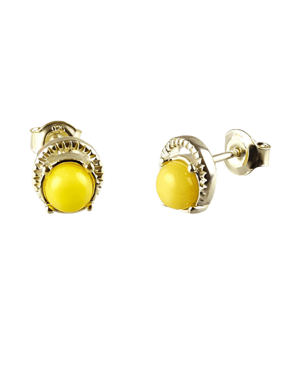 KOLCZYKI SREBRNE Z CERTYFIKOWANYM BURSZTYNEM SZTYFT