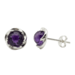 KOLCZYKI SREBRNE z AMETYSTEM – DELIKATNE – SREBRO 925